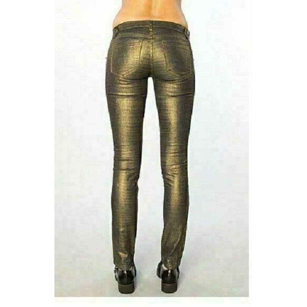 BlankNYC Women Gold Printed Zipper Skinny Classique Pant Jeans $98 - Picture 4 of 5